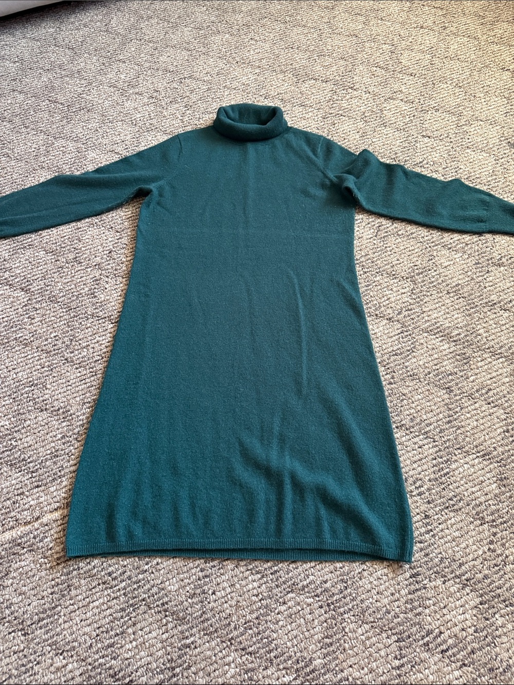 Neiman Marcus Teal Turtleneck Sweater Dress